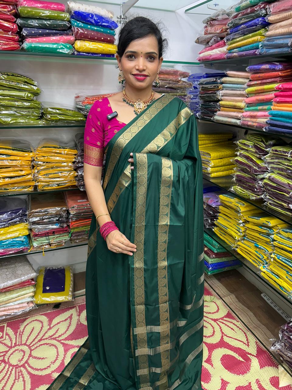 Mysore Crepe Mango Border Saree (2639)