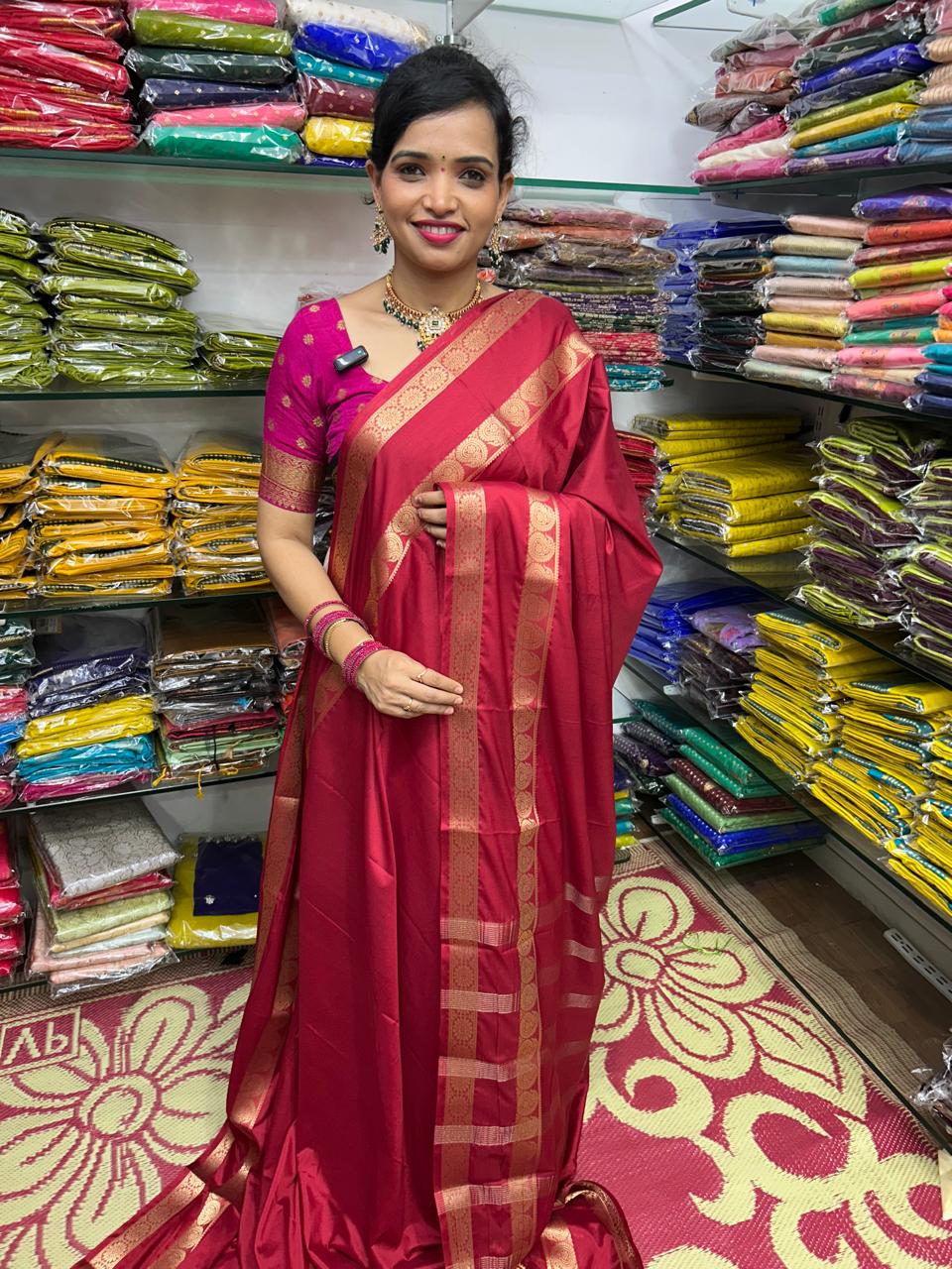 Mysore Crepe Mango Border Saree (2639)