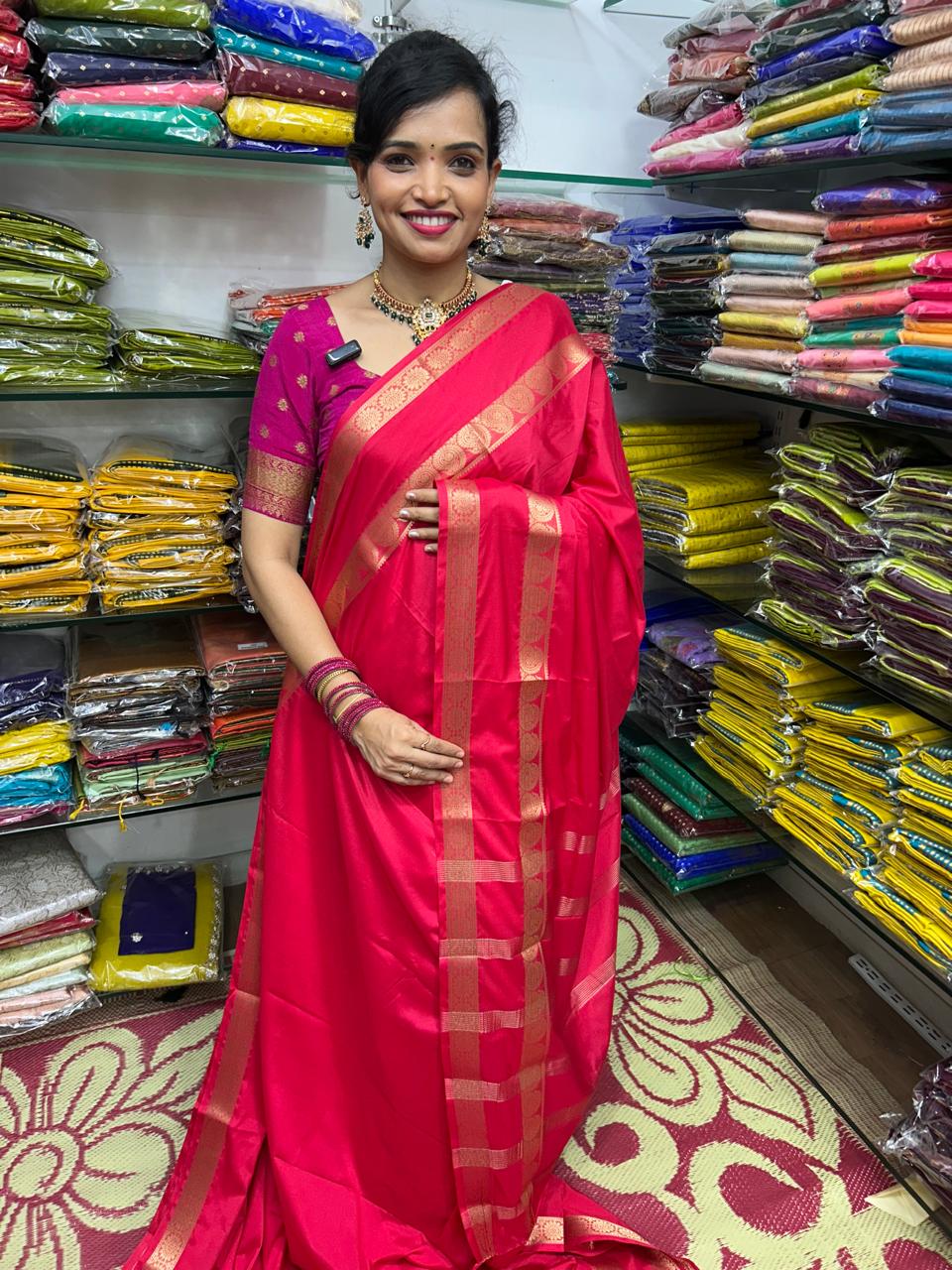 Mysore Crepe Mango Border Saree (2639)
