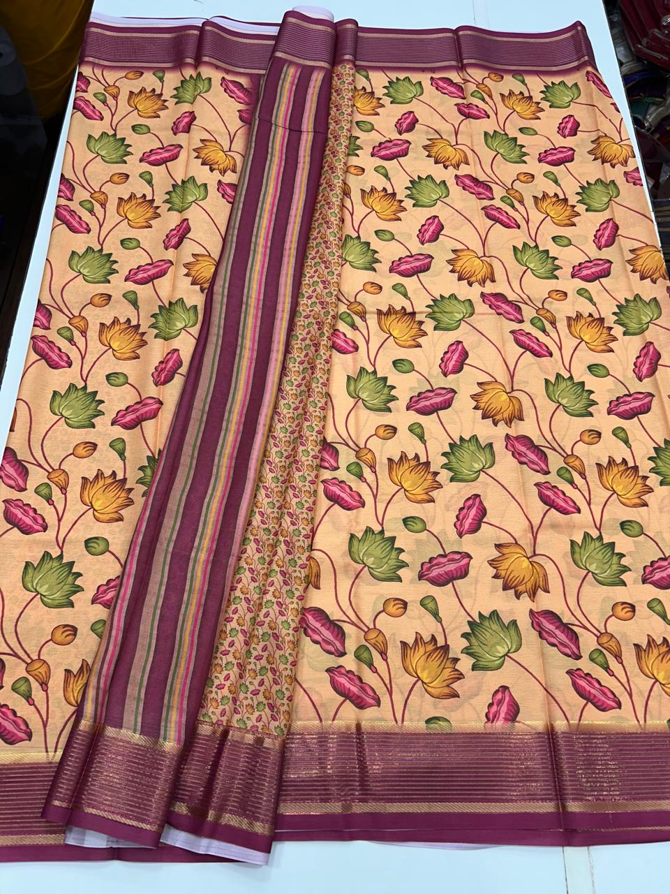 Chiffon Crepe Digital Print Saree (2633B)