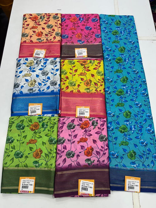 Chiffon Crepe Digital Print Saree (2633A)