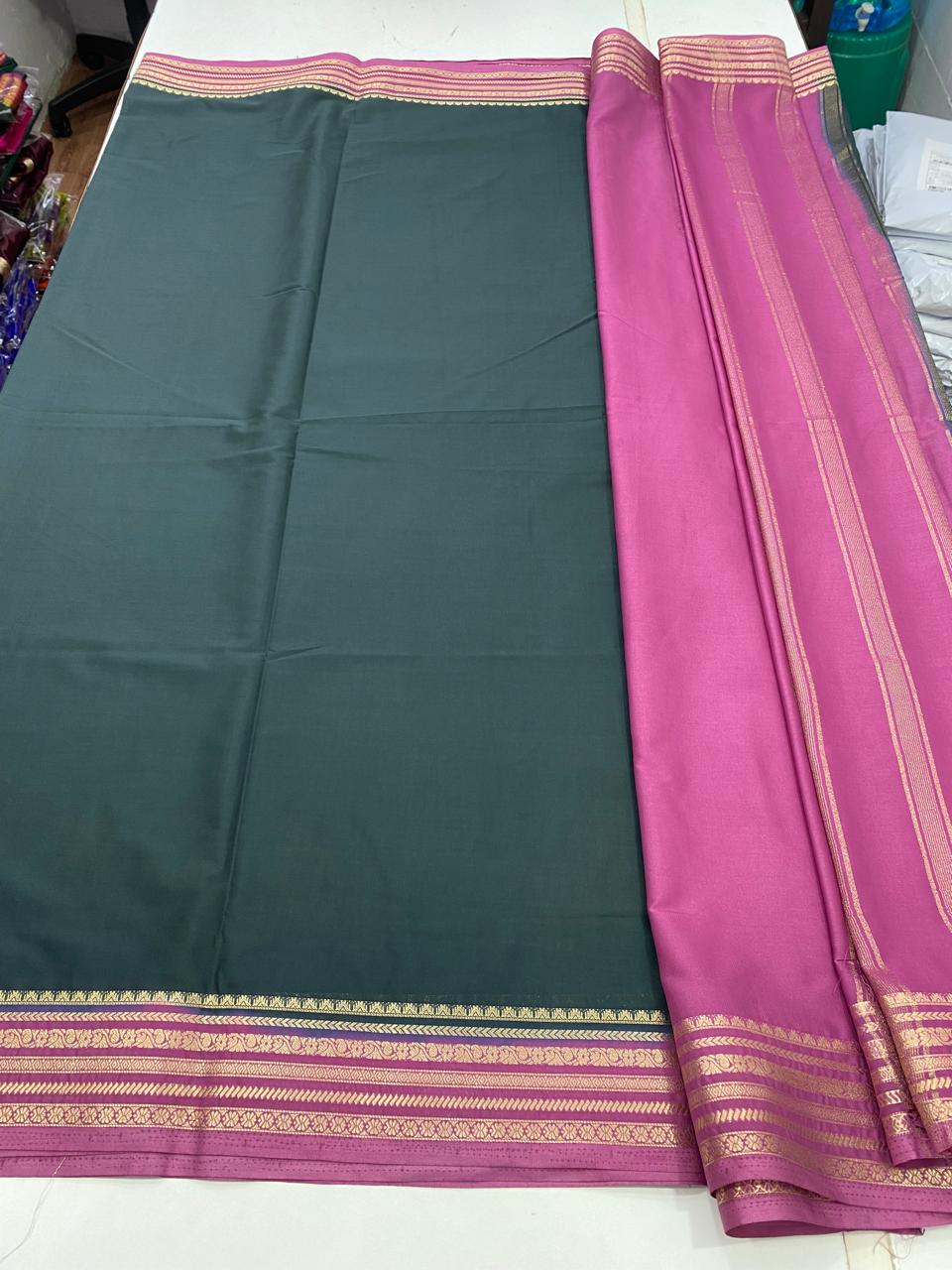 Mysore Crepe Small Border Saree (2716)