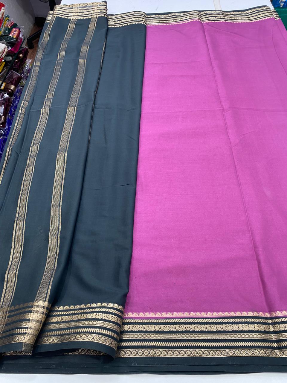 Mysore Crepe Small Border Saree (2716)