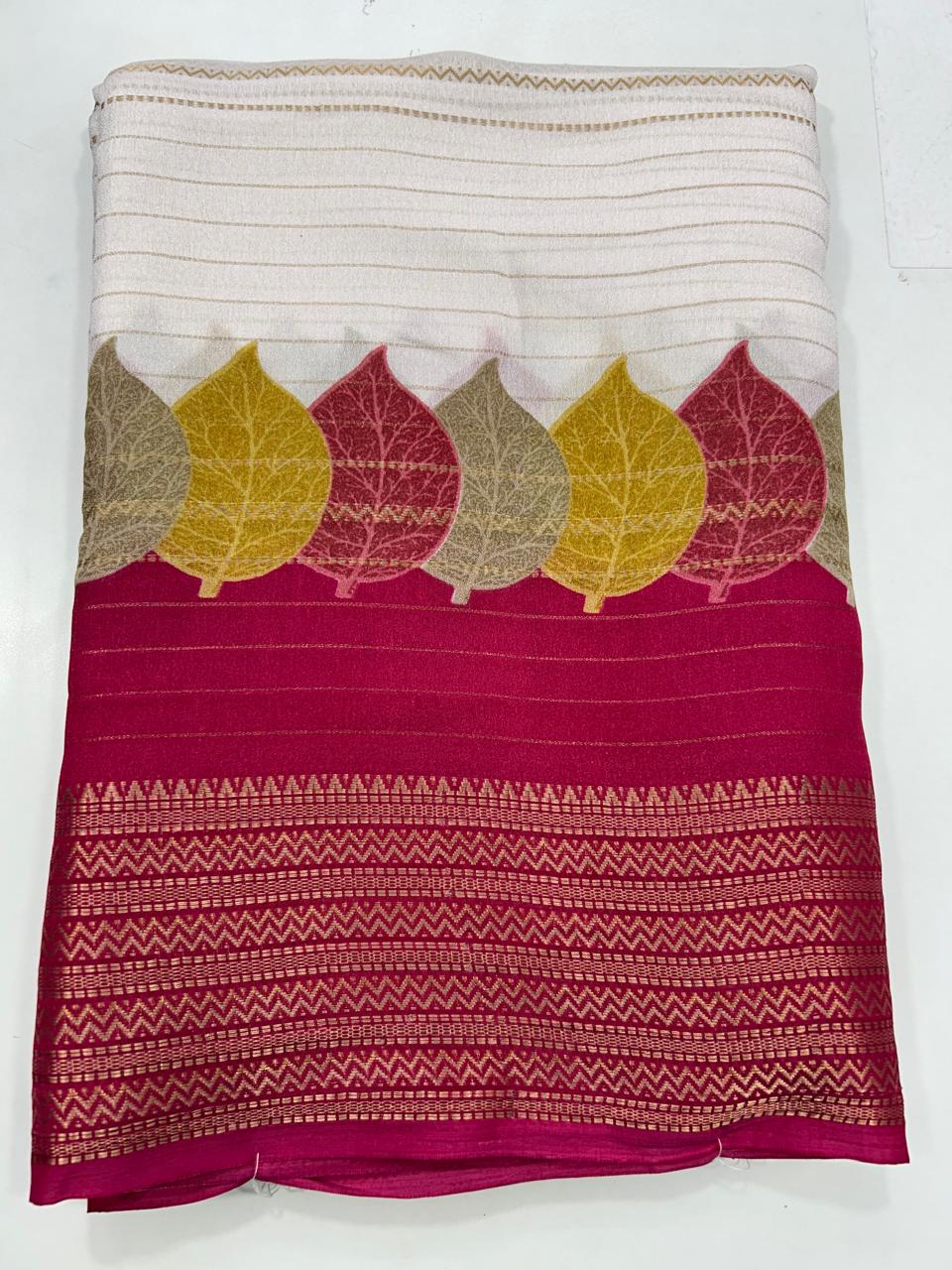 Fancy Georgette Off-White Saree (2740)