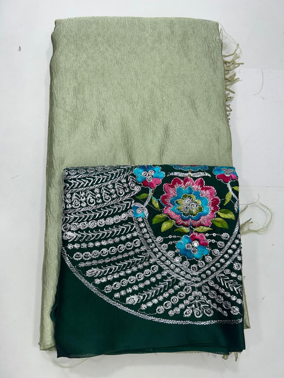 Fancy Crushed Satin Saree (2722)