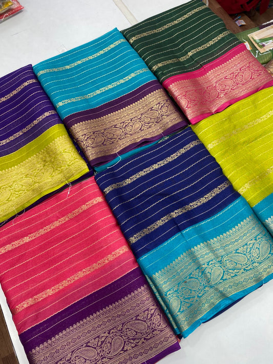 Fancy Georgette Zari Lines Saree (2739)