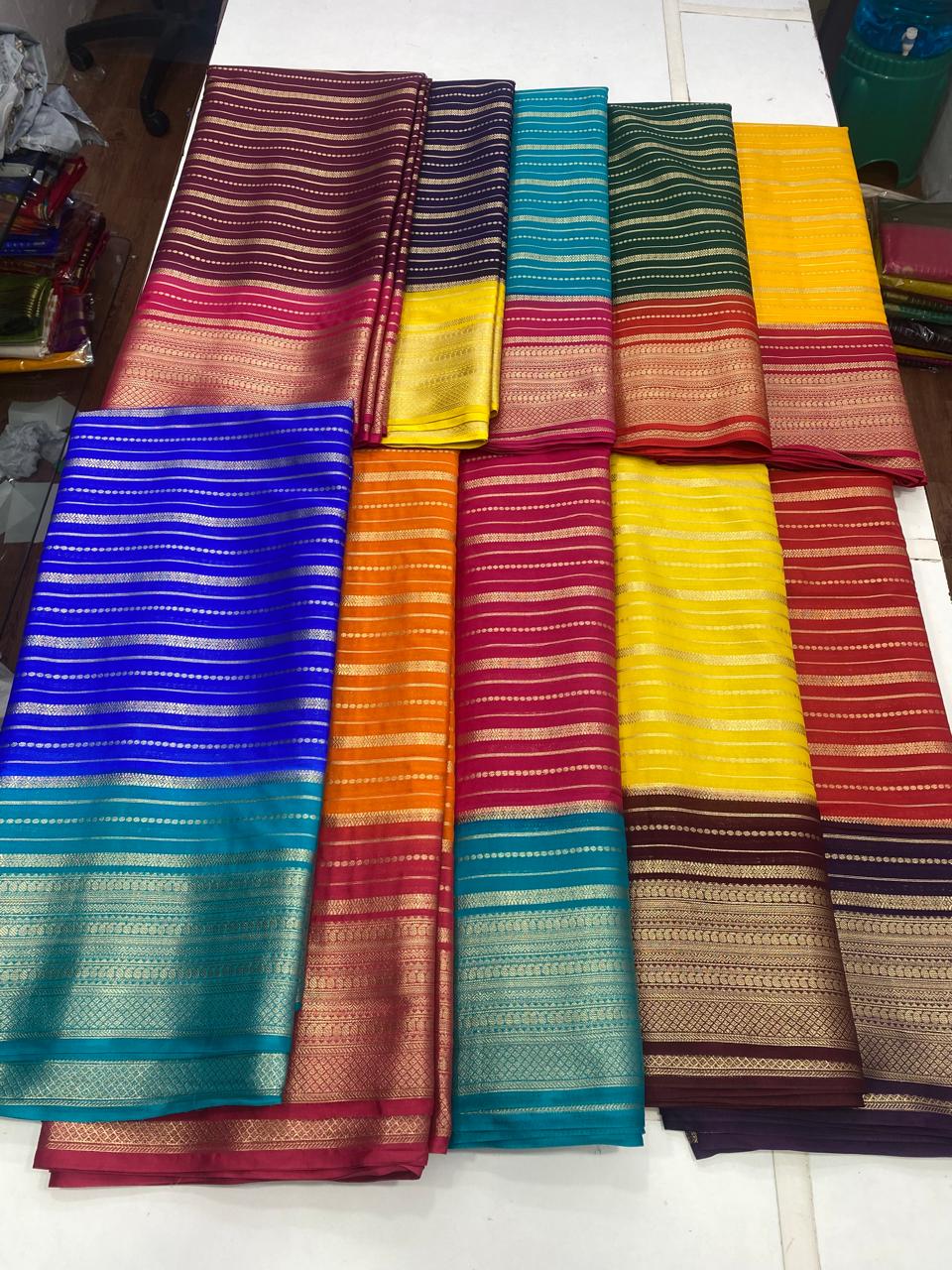 Crepe Mysore Lines Saree (2798)