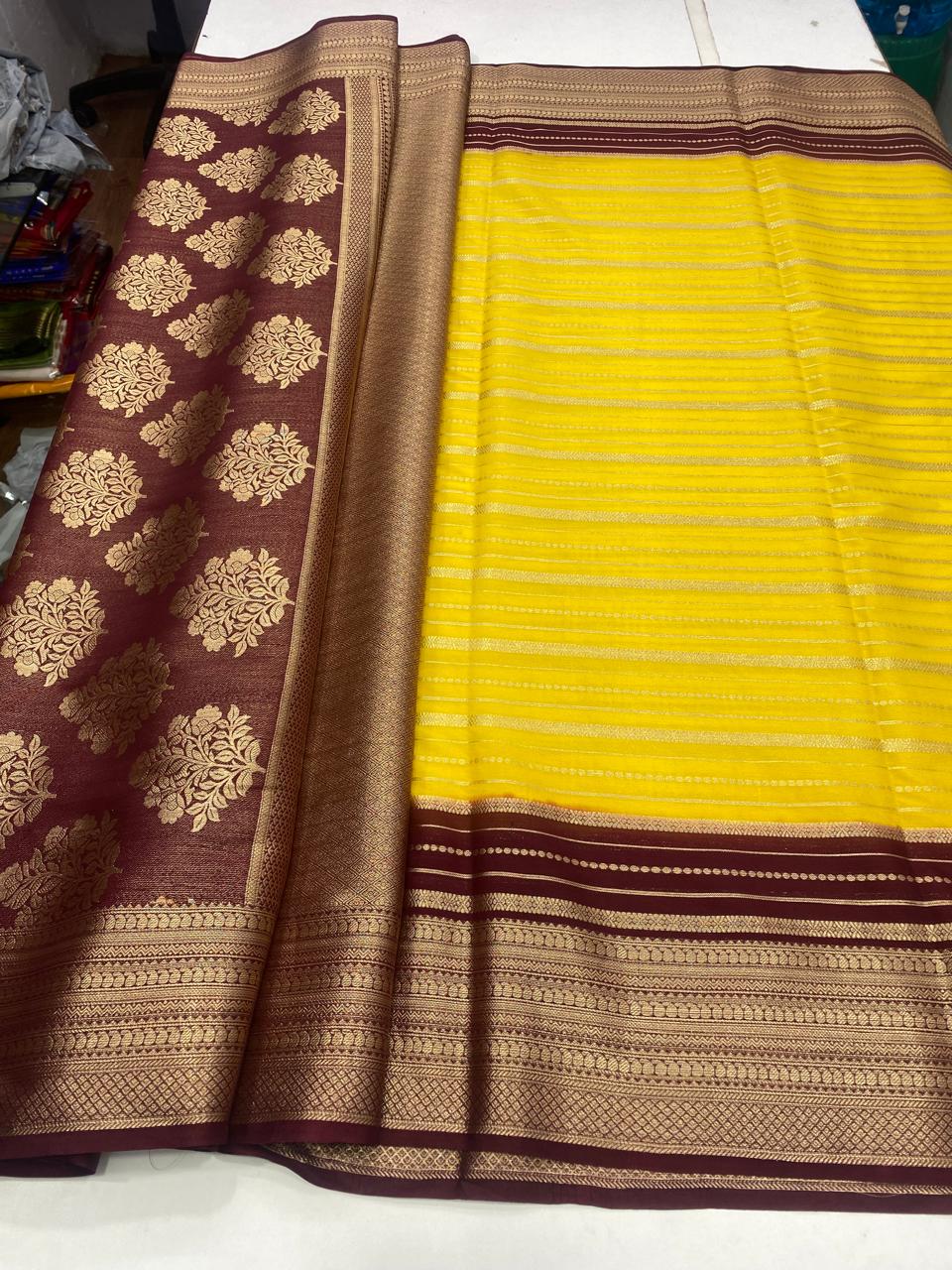 Crepe Mysore Lines Saree (2798)