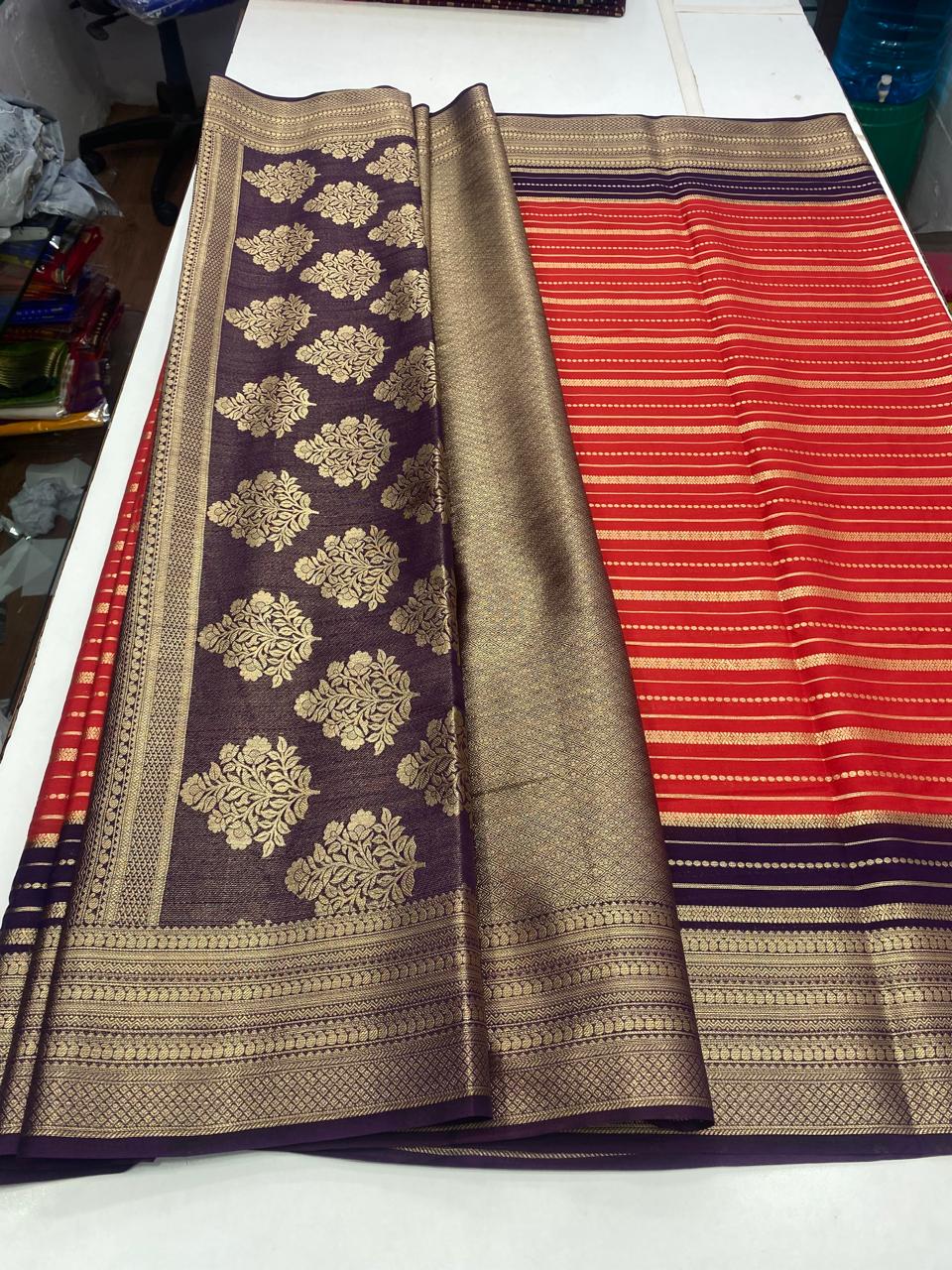 Crepe Mysore Lines Saree (2798)