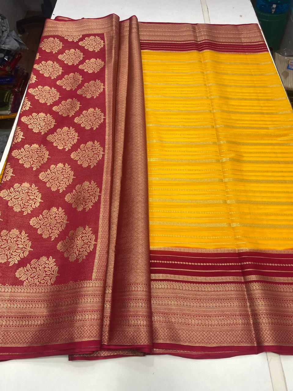 Crepe Mysore Lines Saree (2798)