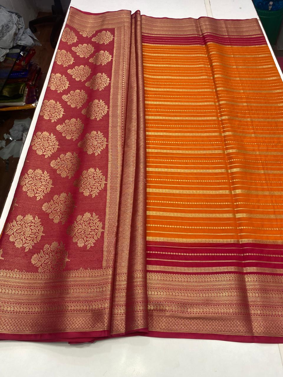 Crepe Mysore Lines Saree (2798)