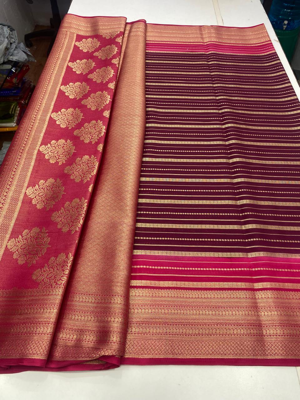 Crepe Mysore Lines Saree (2798)