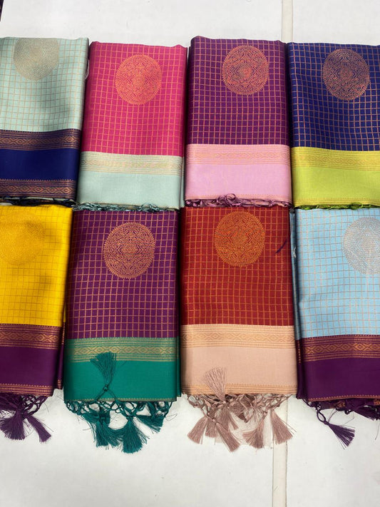 Semi Silk Checks Butta Saree (2799)