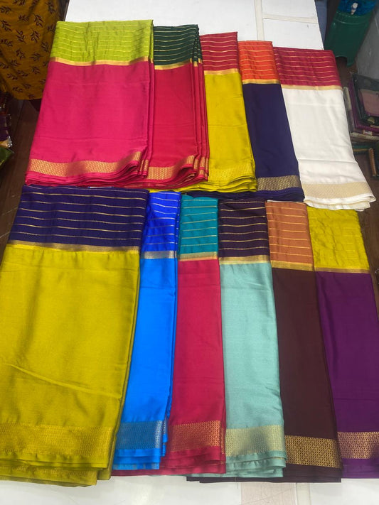 Mysore Crepe Big Border Saree (2807B)