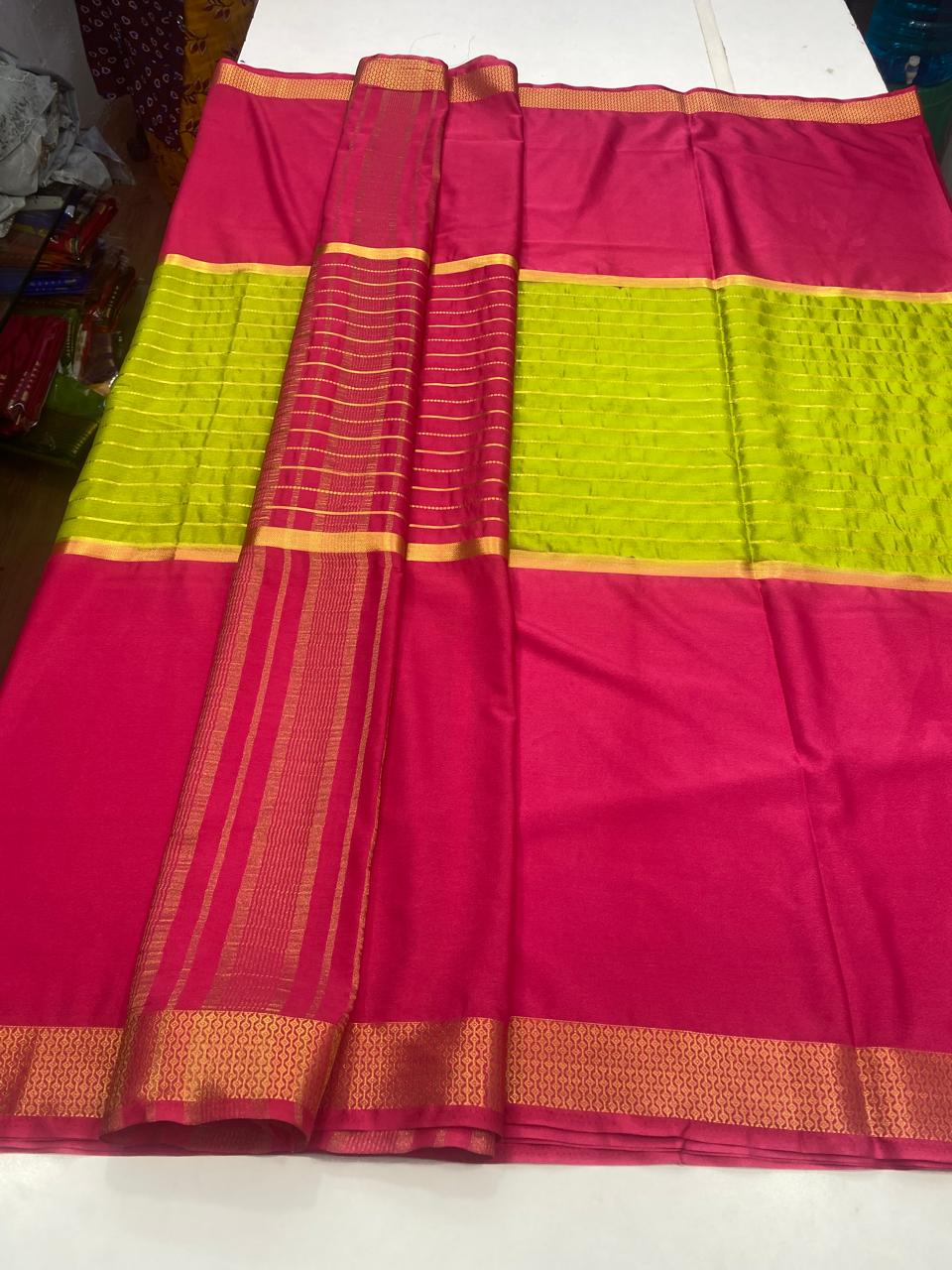 Mysore Crepe Big Border Saree (2807B)