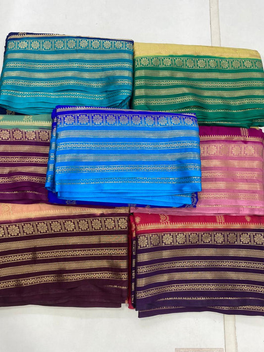 Mysore Crepe Butta Lines Saree (2804)