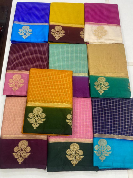 Georgette Checks Saree (2803)