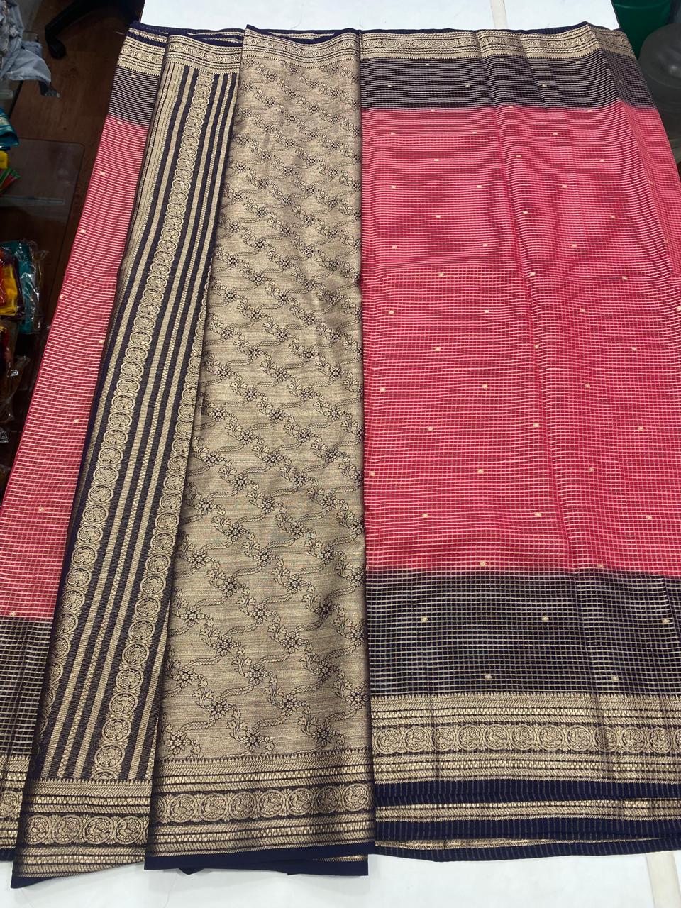 Georgette Checks Butta Saree (2820)
