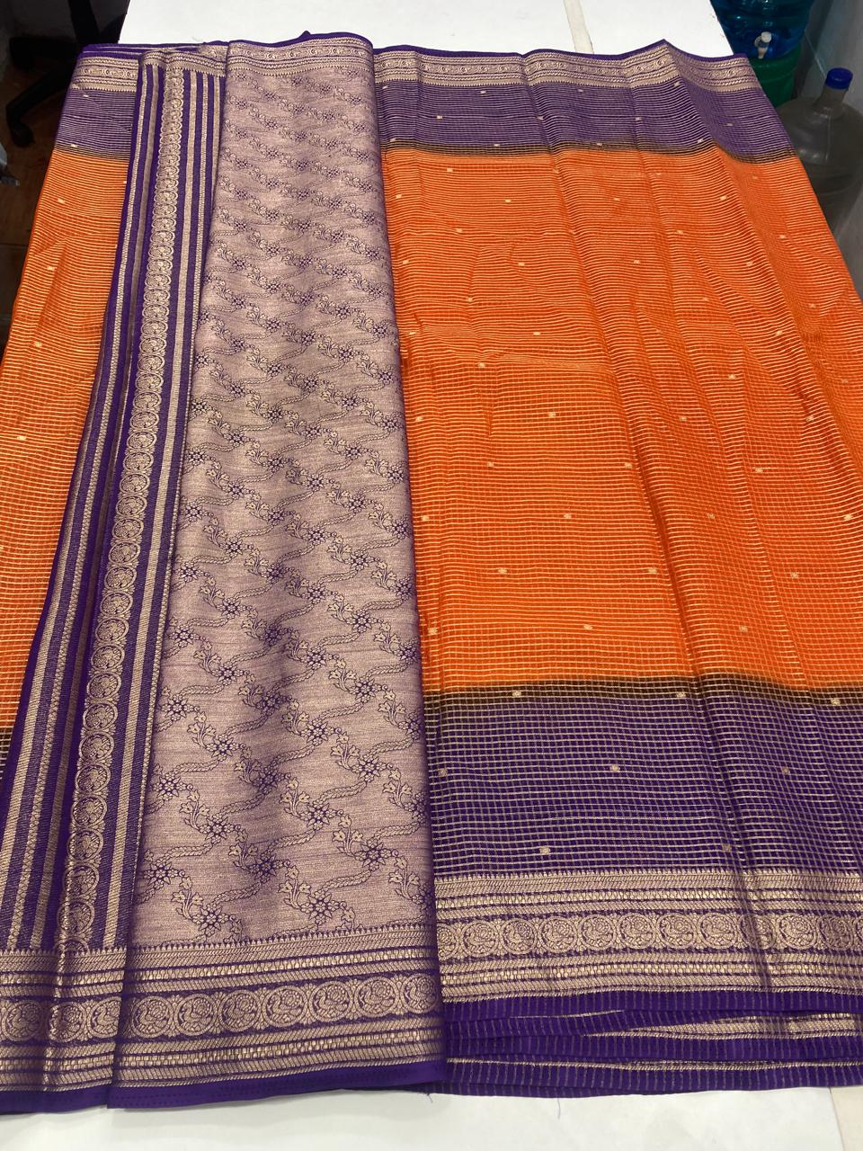 Georgette Checks Butta Saree (2820)