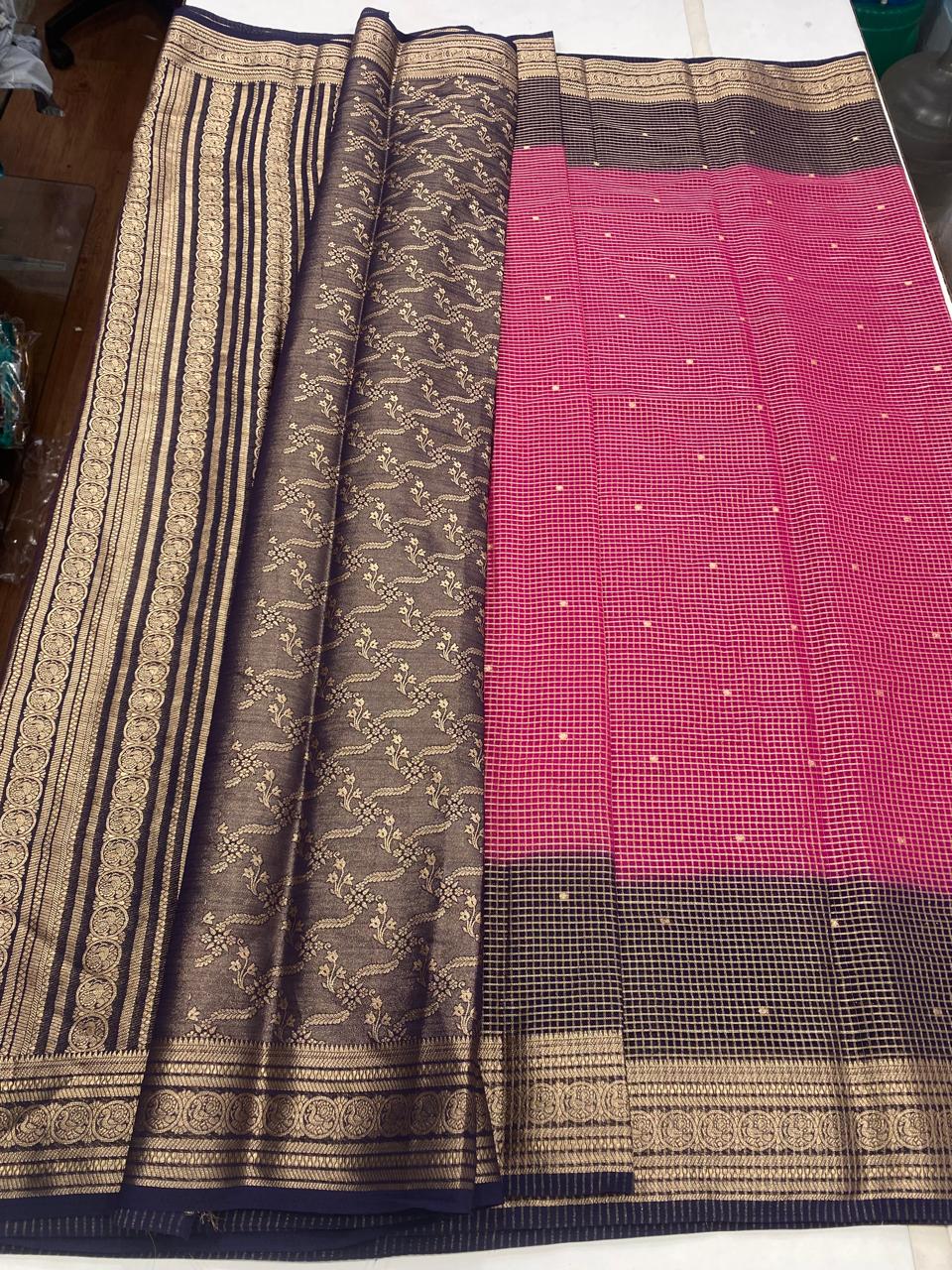 Georgette Checks Butta Saree (2820)