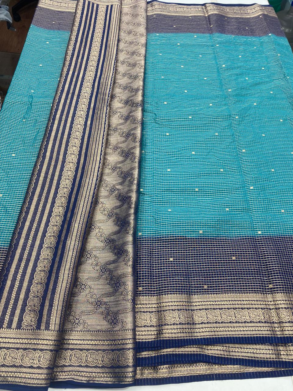 Georgette Checks Butta Saree (2820)