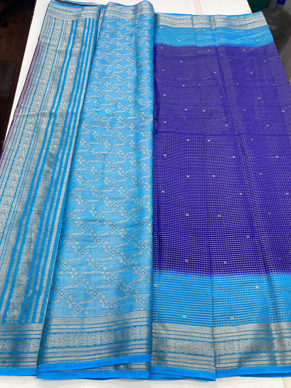 Georgette Checks Butta Saree (2820)