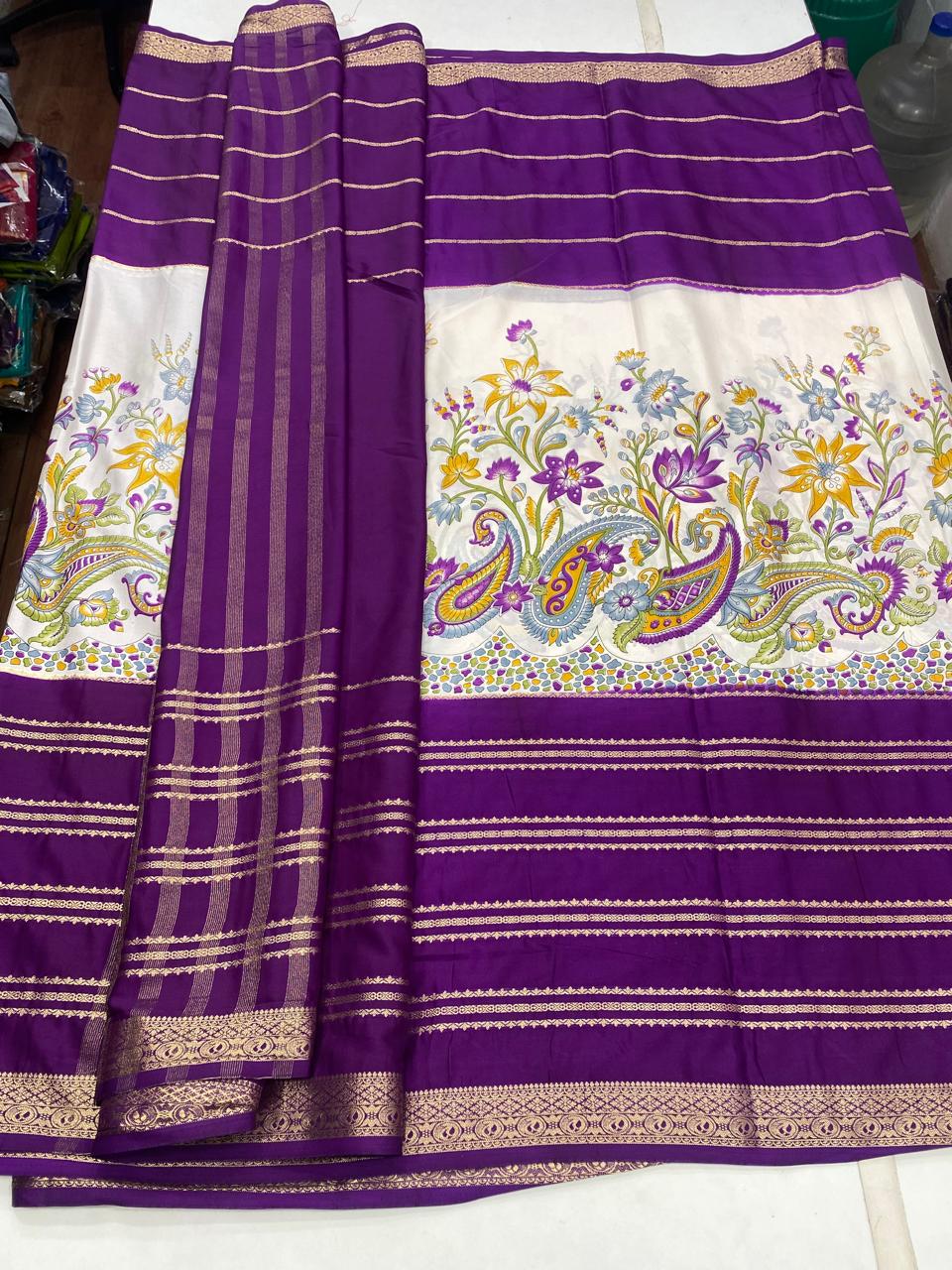 Mysore Crepe Digital Print Saree (2875)