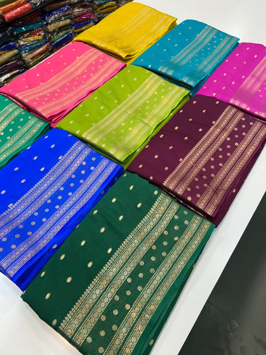 Mysore Crepe Self Butta Saree (2888)