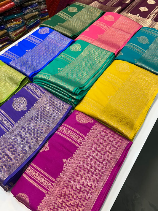 Mysore Crepe Self Butta Saree  ( 2890A-R )