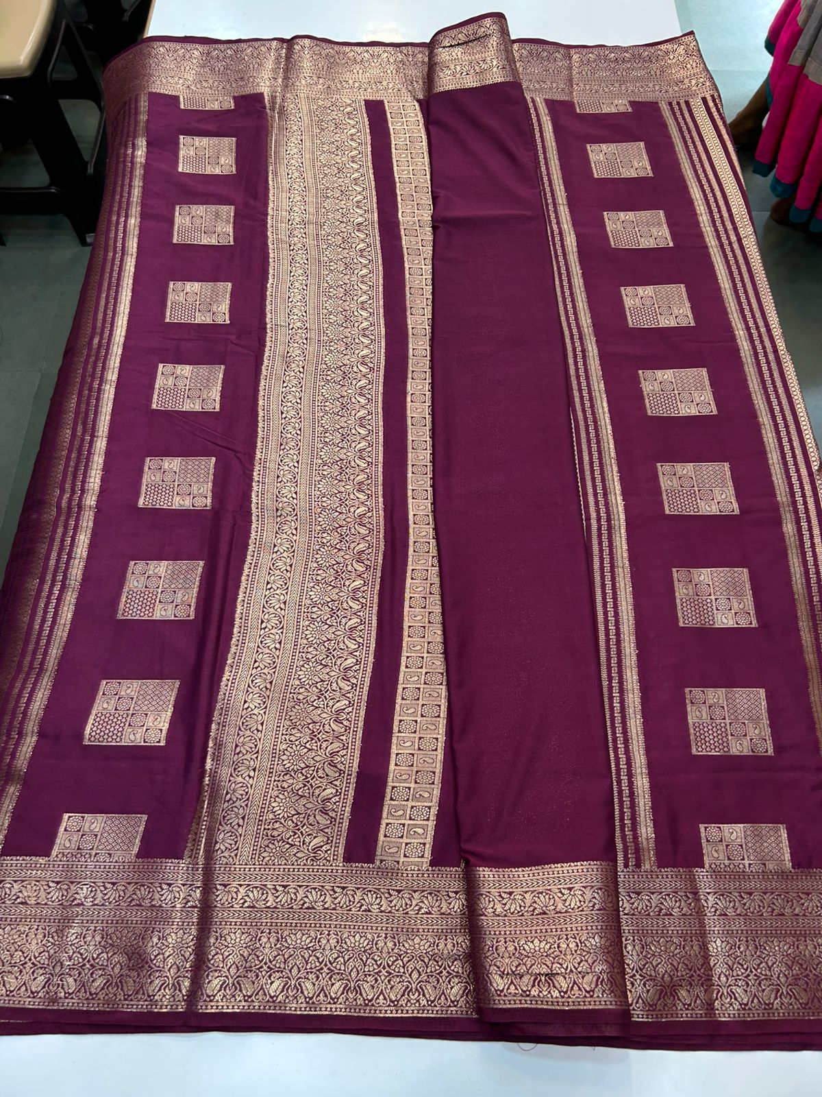 Mysore Crepe Self Butta Saree (2890B)