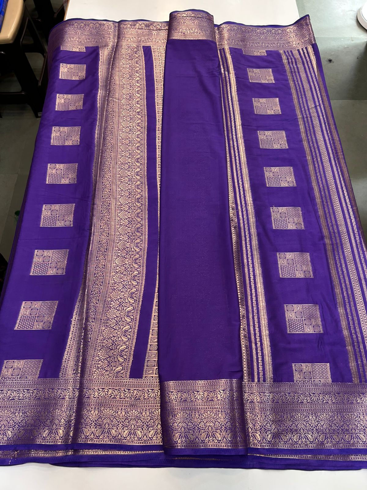 Mysore Crepe Self Butta Saree (2890B)