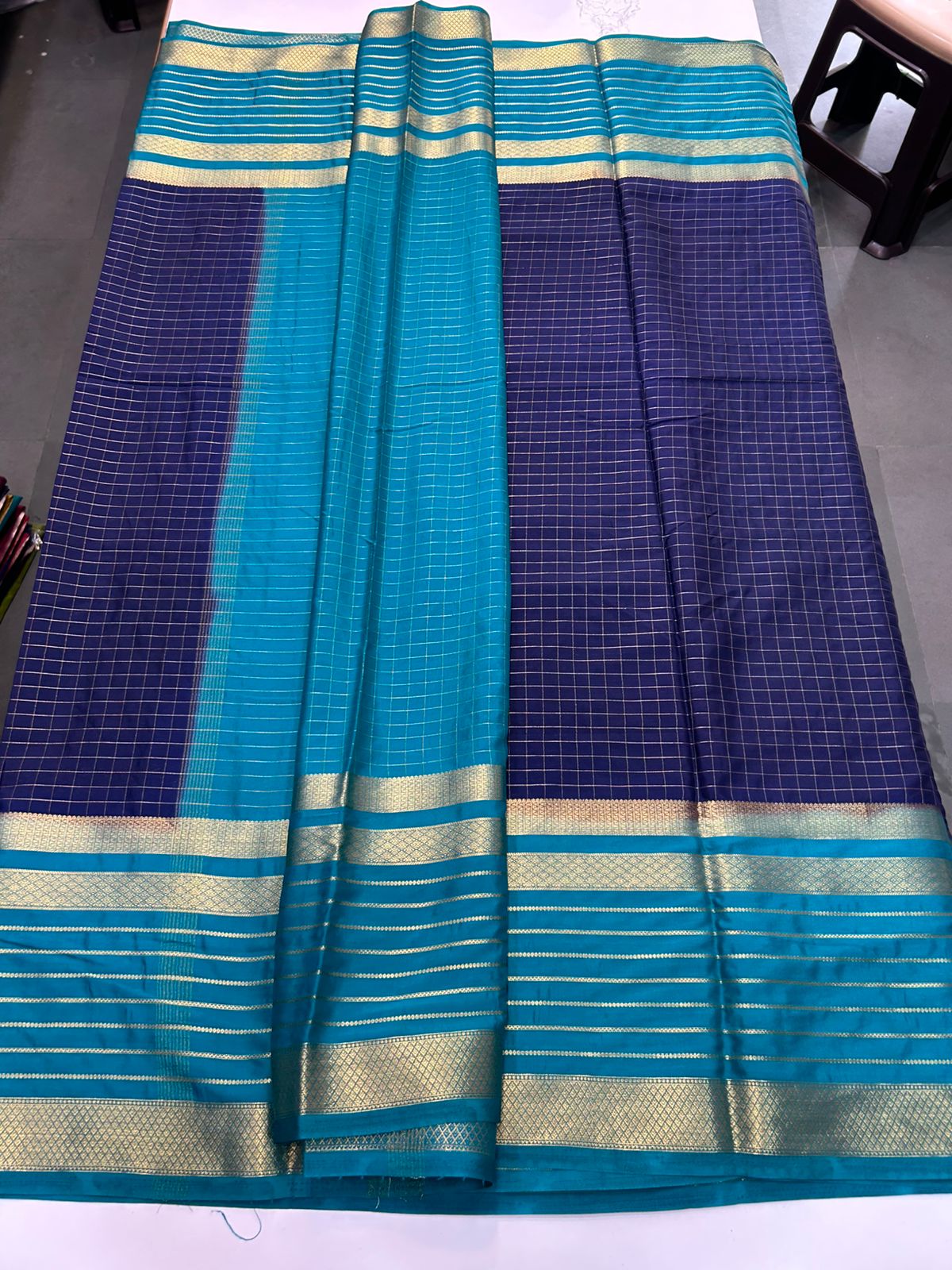 Mysore Crepe Checks Lines Saree(2897)