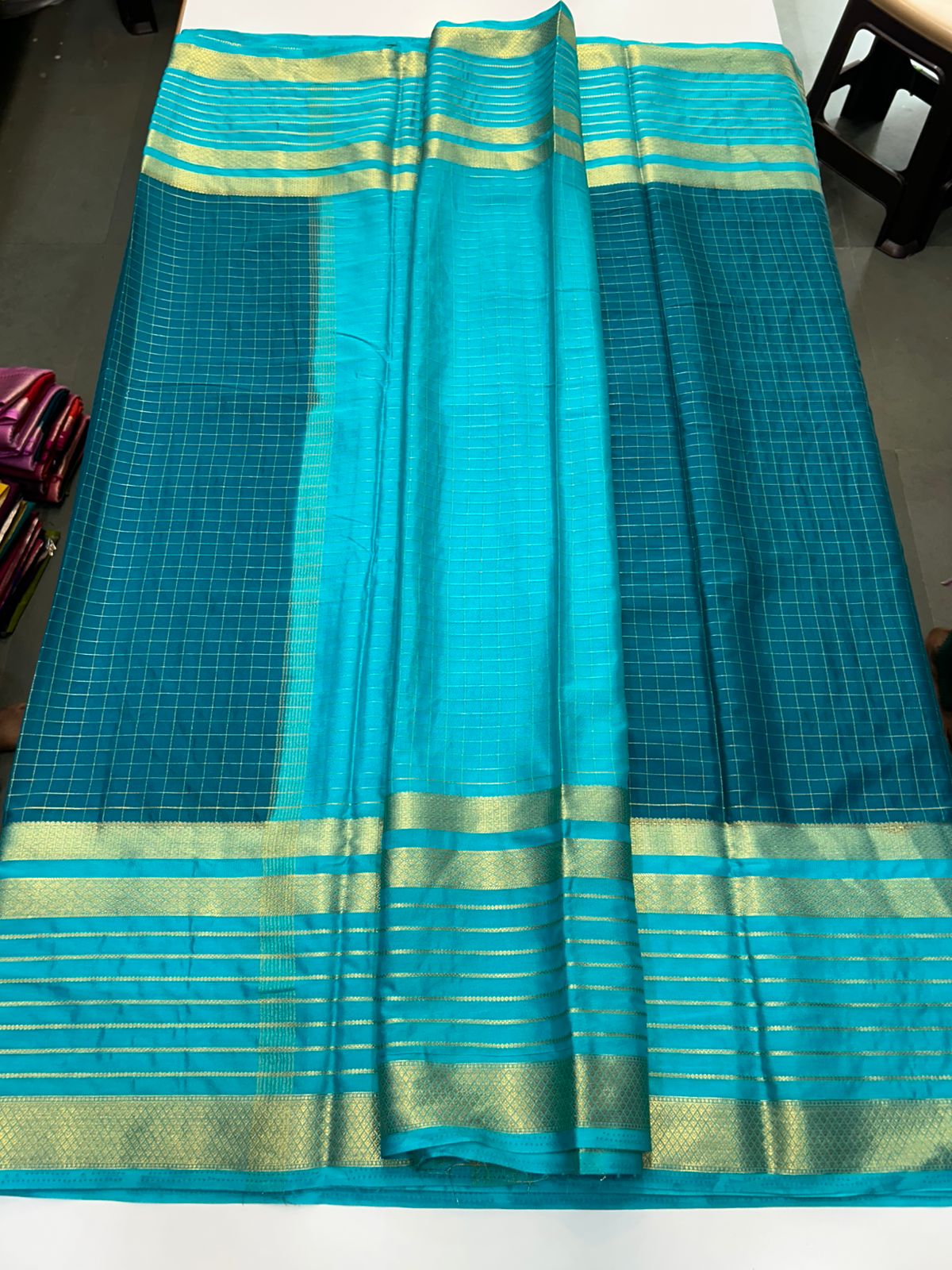 Mysore Crepe Checks Lines Saree(2897)