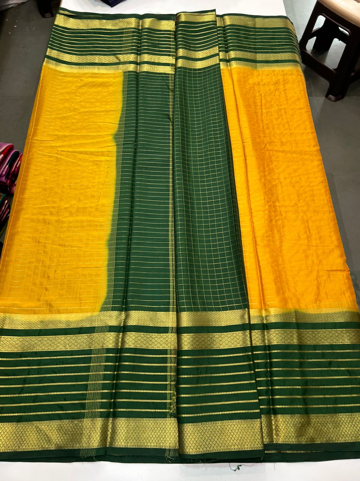 Mysore Crepe Checks Lines Saree(2897)
