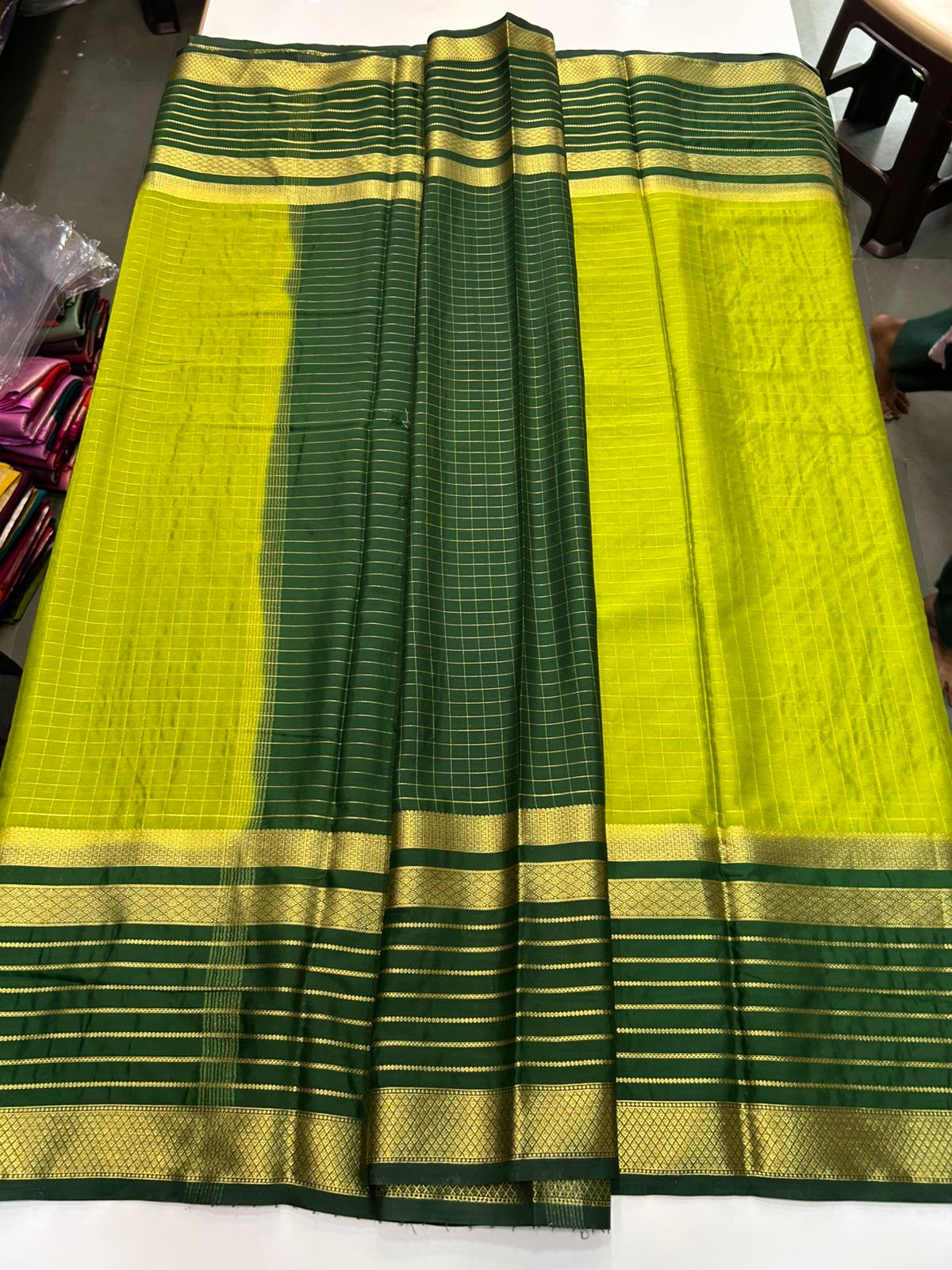 Mysore Crepe Checks Lines Saree(2897)