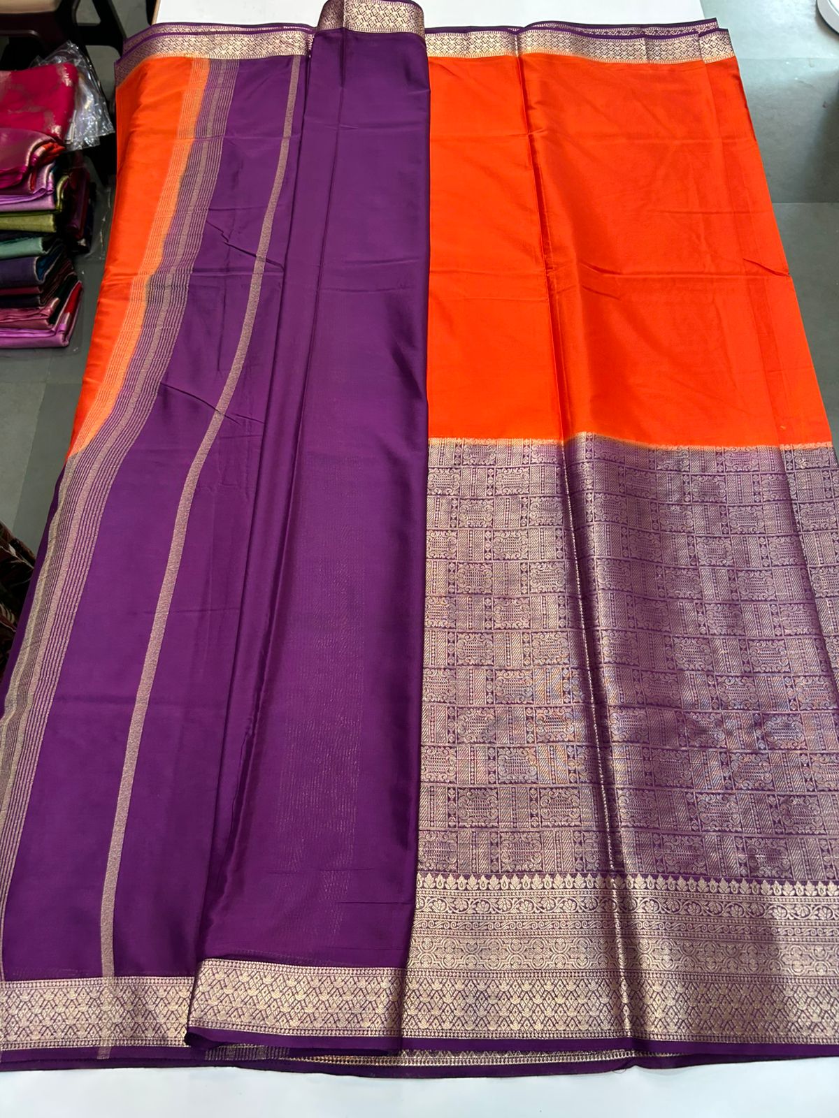 Crepe Half Broket Half Plain Saree (2896)