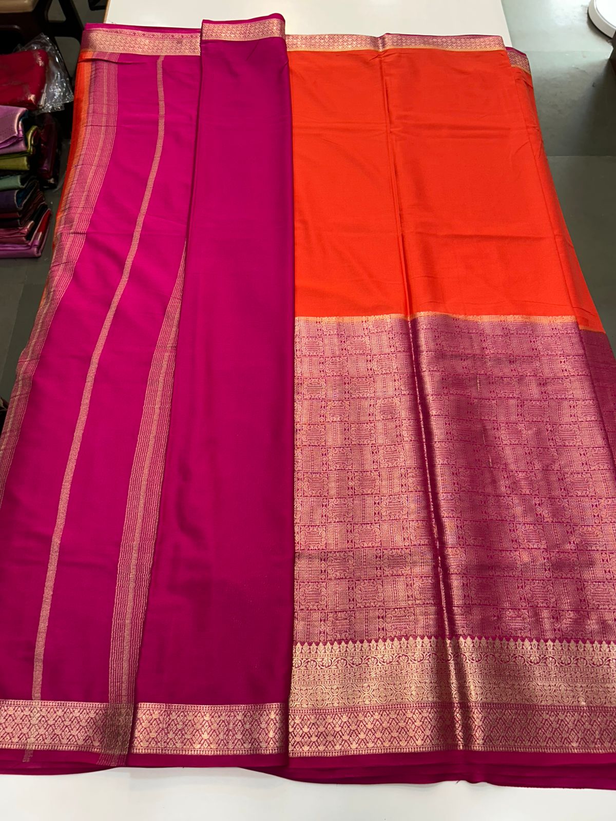 Crepe Half Broket Half Plain Saree (2896)