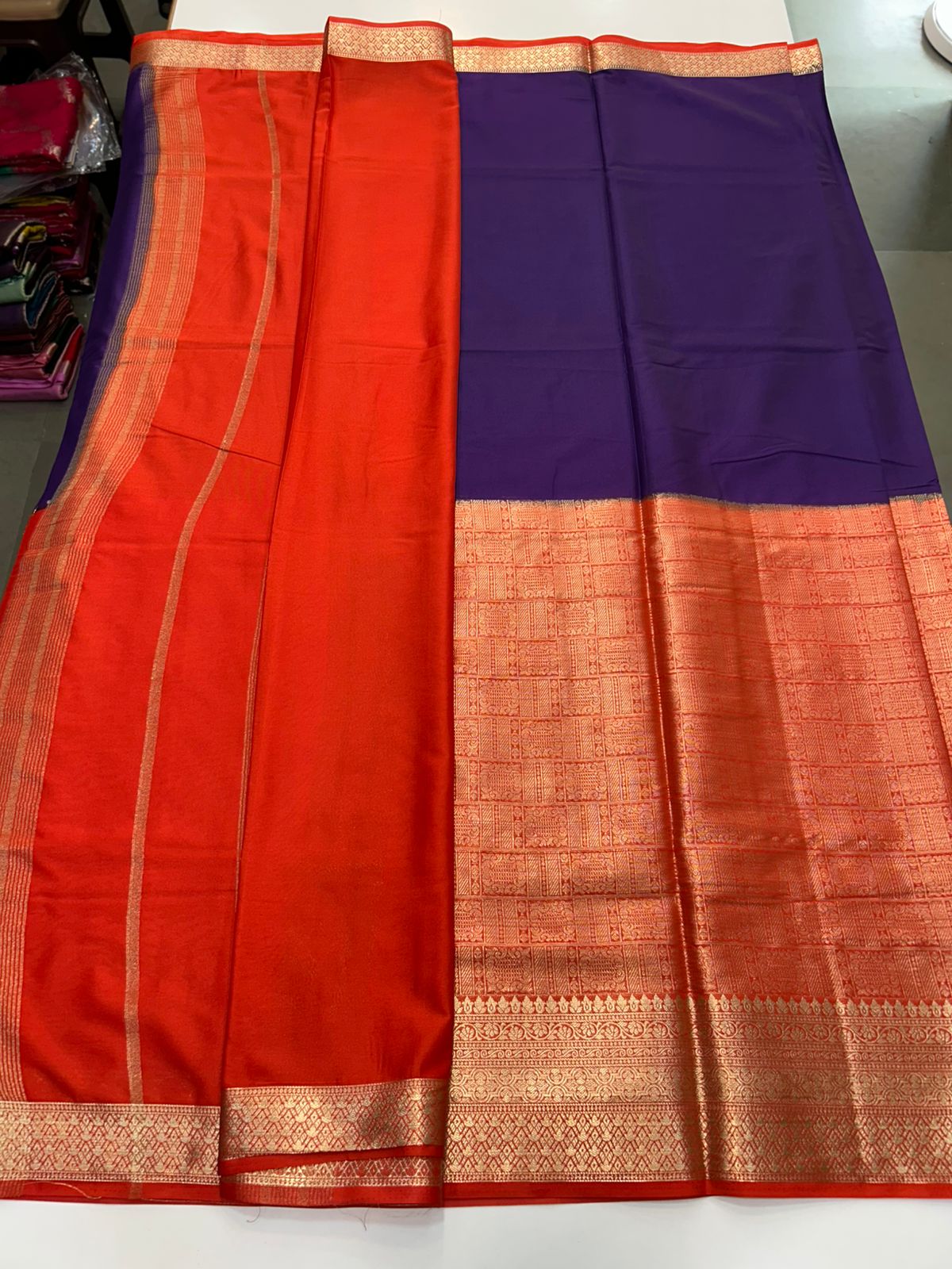 Crepe Half Broket Half Plain Saree (2896)
