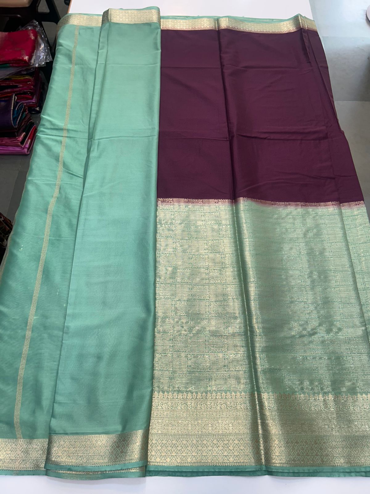 Crepe Half Broket Half Plain Saree (2896)