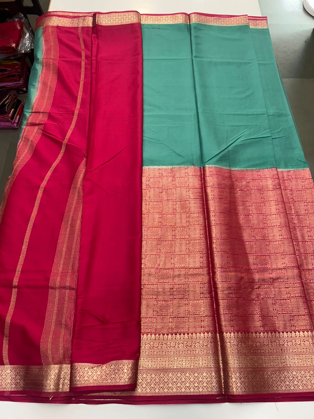 Crepe Half Broket Half Plain Saree (2896)