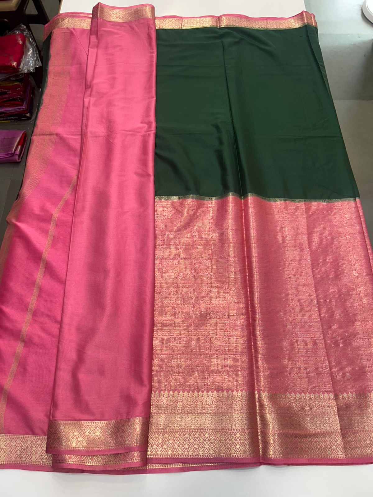 Crepe Half Broket Half Plain Saree (2896)