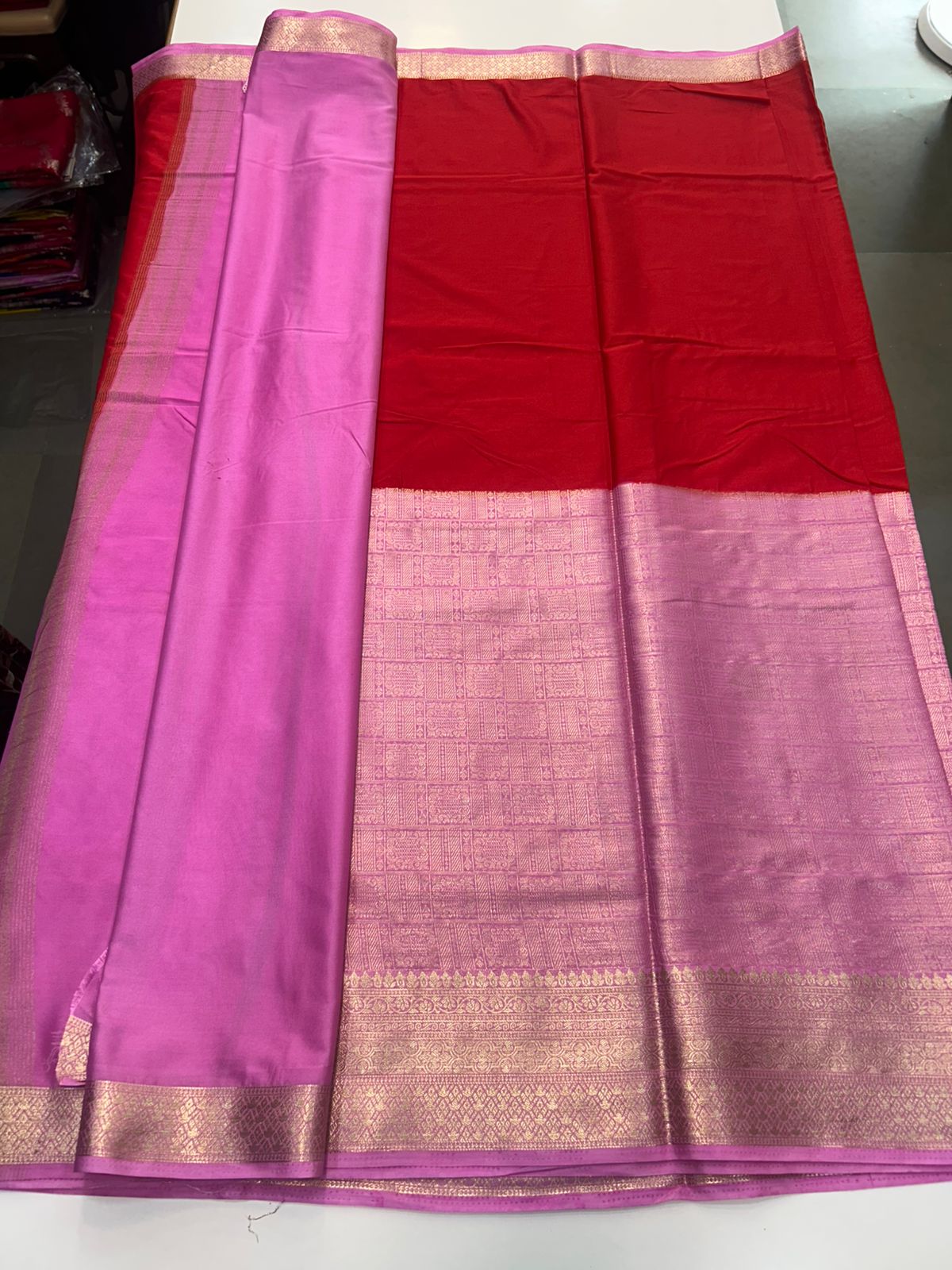 Crepe Half Broket Half Plain Saree (2896)