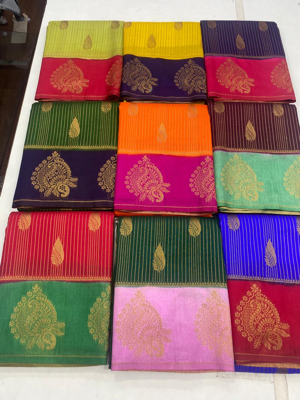 Georgette Raw silk Butta Saree (2908)