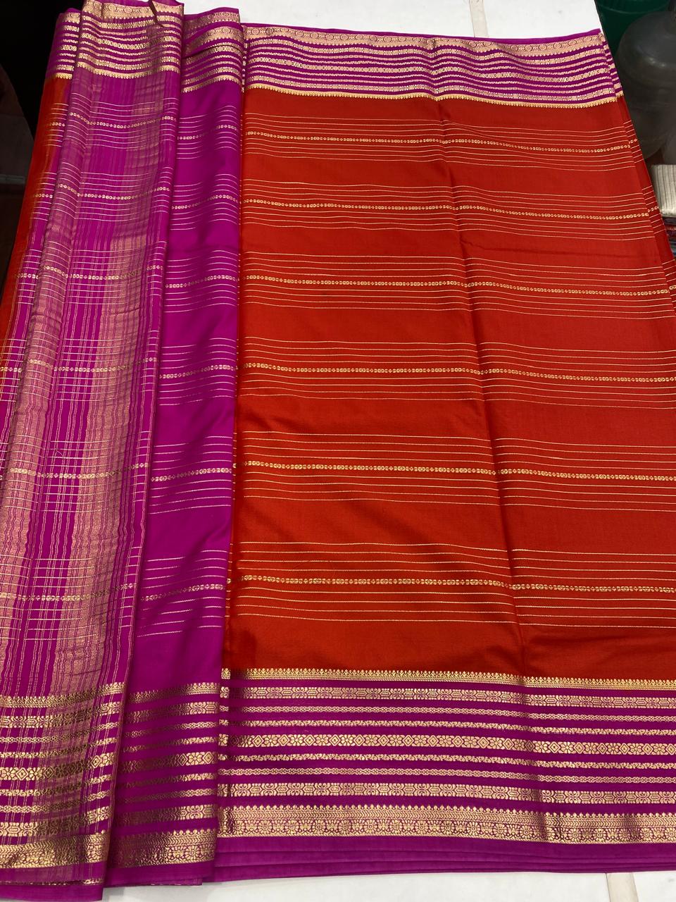 MysoreCrepe  Lines Saree(2923A)