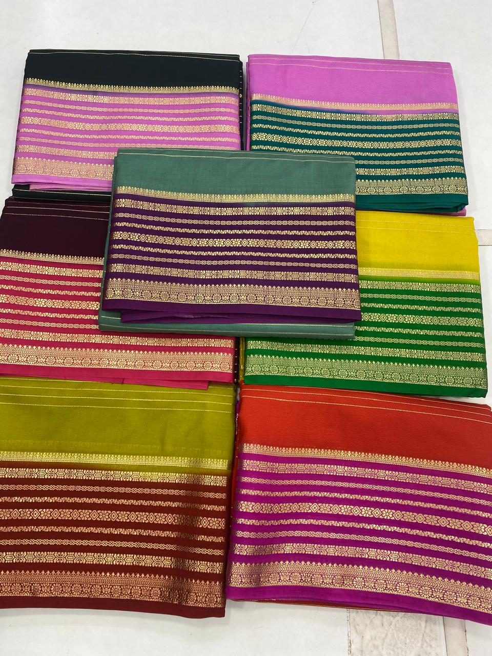 MysoreCrepe  Lines Saree(2923A)