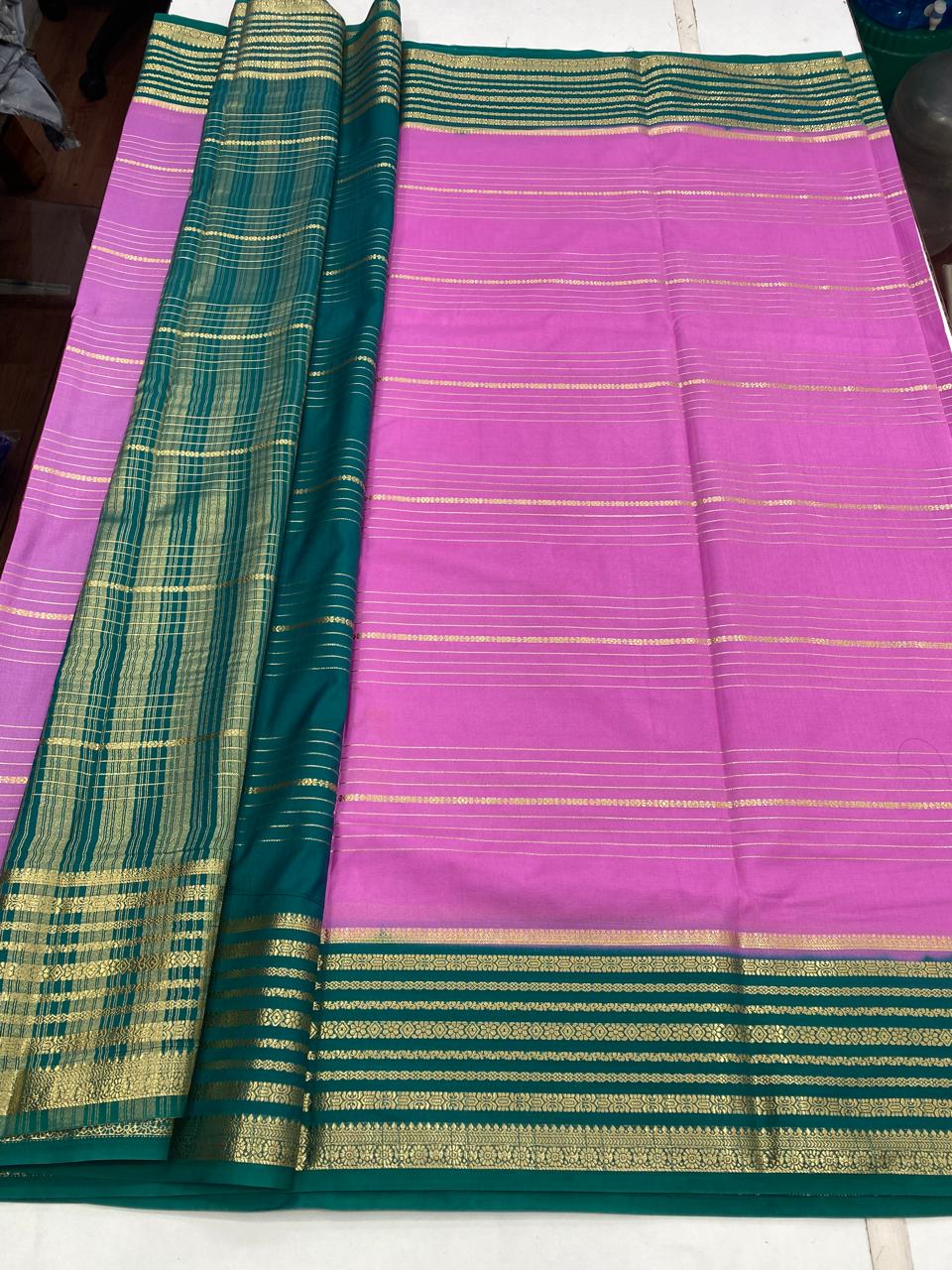 MysoreCrepe  Lines Saree(2923A)