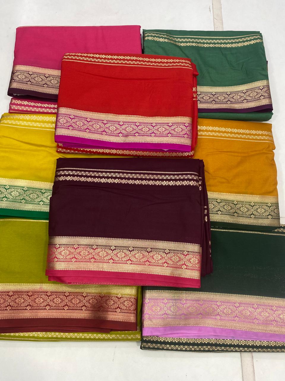Mysore  Crepe  Lines Saree(2923B)