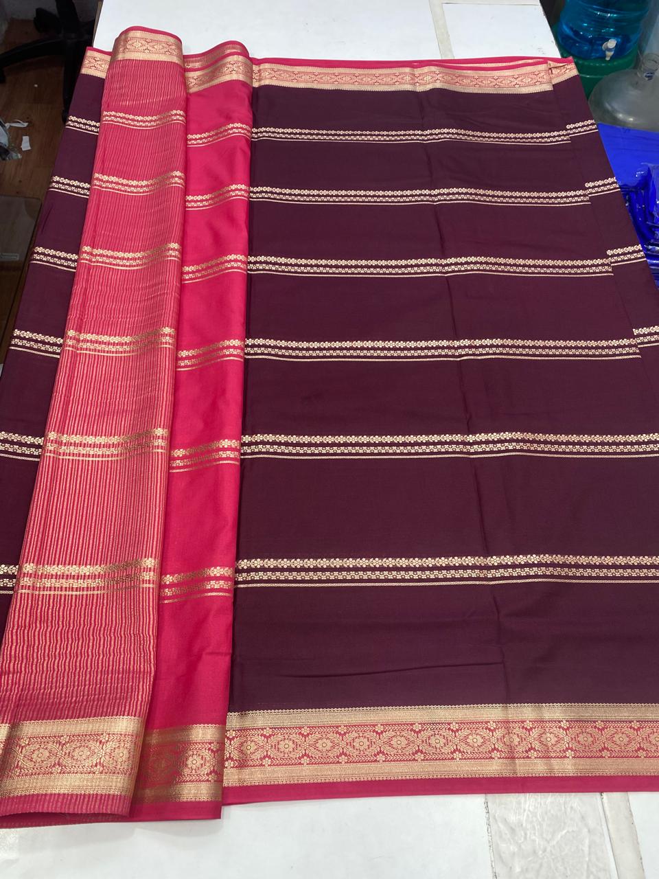 Mysore  Crepe  Lines Saree(2923B)
