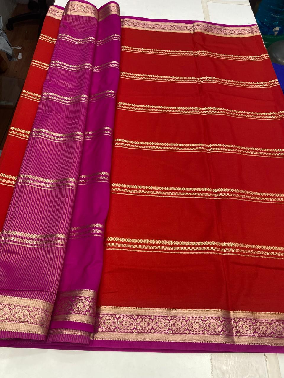 Mysore  Crepe  Lines Saree(2923B)