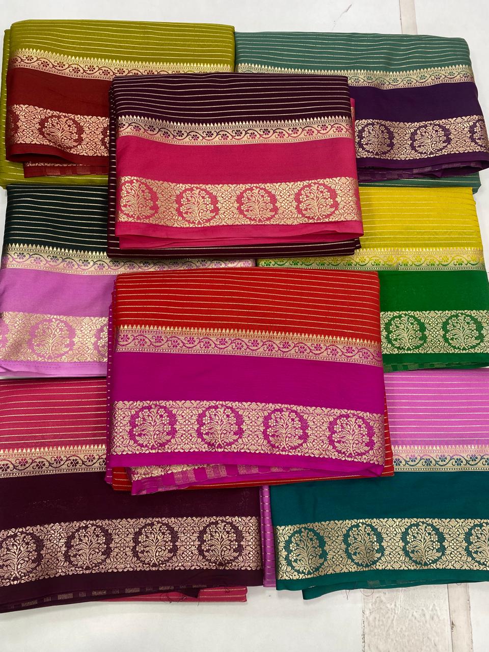 Mysore Crepe Lines Saree (2923C)